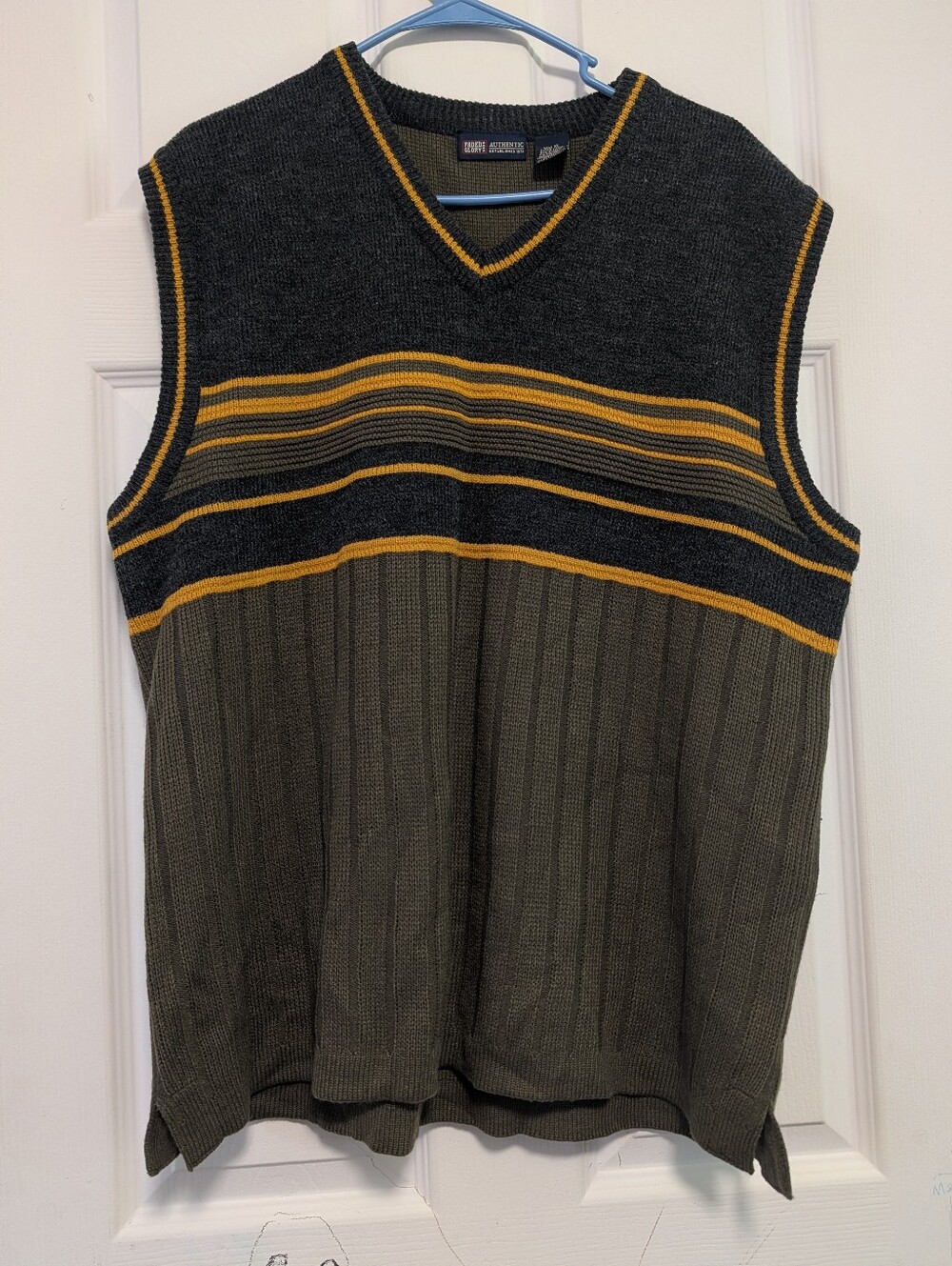 Faded Glory Charcoal, Olive & Mustard V-Neck Sweater Vest Men's Size  XL